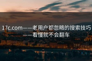 17c.com——老用户都忽略的搜索技巧——看懂就不会翻车