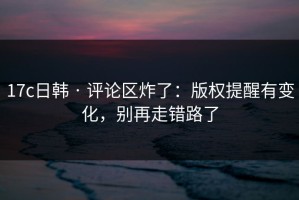 17c日韩 · 评论区炸了：版权提醒有变化，别再走错路了