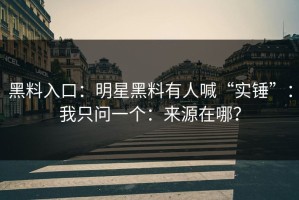 黑料入口：明星黑料有人喊“实锤”：我只问一个：来源在哪？