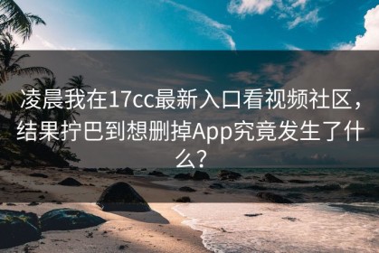 凌晨我在17cc最新入口看视频社区，结果拧巴到想删掉App究竟发生了什么？
