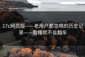 17c网页版——老用户都忽略的历史记录——看懂就不会翻车