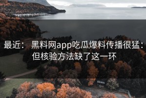 最近： 黑料网app吃瓜爆料传播很猛： 但核验方法缺了这一环