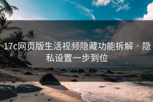 17c网页版生活视频隐藏功能拆解 · 隐私设置一步到位