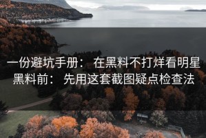 一份避坑手册： 在黑料不打烊看明星黑料前： 先用这套截图疑点检查法
