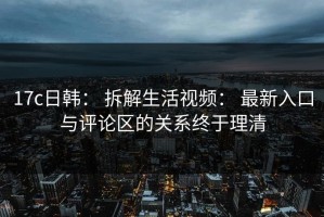 17c日韩： 拆解生活视频： 最新入口与评论区的关系终于理清