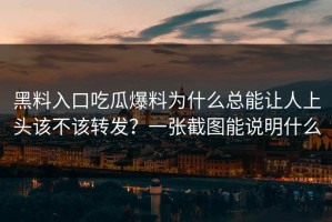 黑料入口吃瓜爆料为什么总能让人上头该不该转发？一张截图能说明什么