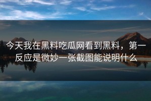 今天我在黑料吃瓜网看到黑料，第一反应是微妙一张截图能说明什么