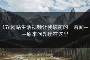 17c网站生活视频让我破防的一瞬间——原来问题出在这里