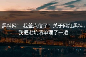 黑料网： 我差点信了：关于网红黑料，我把避坑清单理了一遍