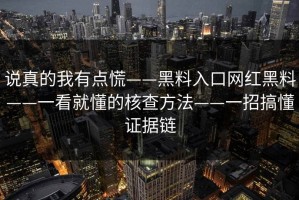 说真的我有点慌——黑料入口网红黑料——一看就懂的核查方法——一招搞懂证据链