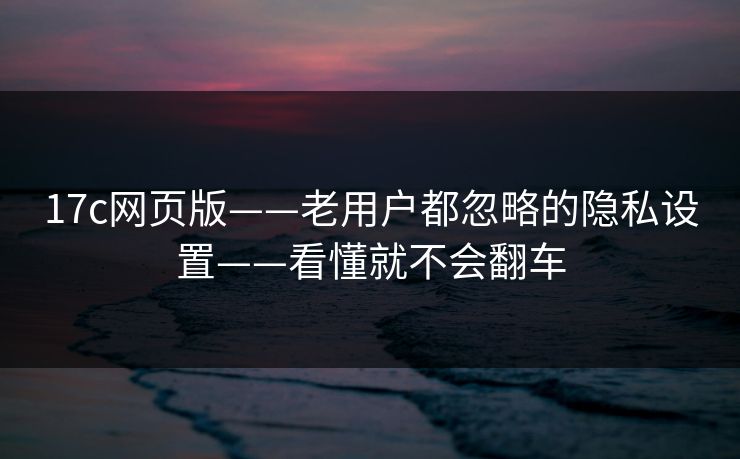 17c网页版——老用户都忽略的隐私设置——看懂就不会翻车