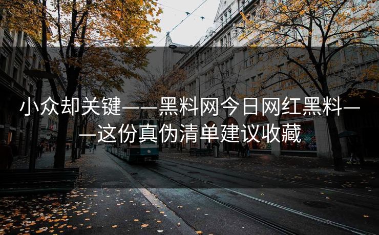 小众却关键——黑料网今日网红黑料——这份真伪清单建议收藏
