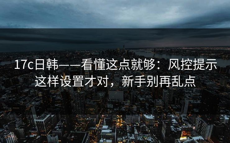 17c日韩——看懂这点就够：风控提示这样设置才对，新手别再乱点