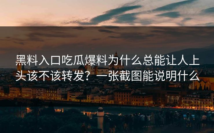 黑料入口吃瓜爆料为什么总能让人上头该不该转发？一张截图能说明什么