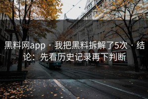黑料网app · 我把黑料拆解了5次 · 结论：先看历史记录再下判断