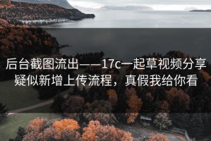 后台截图流出——17c一起草视频分享疑似新增上传流程，真假我给你看