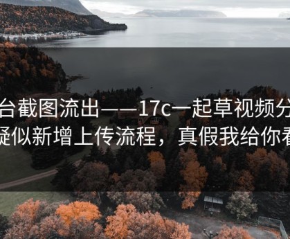 后台截图流出——17c一起草视频分享疑似新增上传流程，真假我给你看