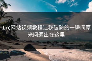 17c网站视频教程让我破防的一瞬间原来问题出在这里